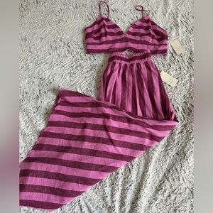 NWT! A New Day Pink and Purple Striped Bralette and Skirt Set